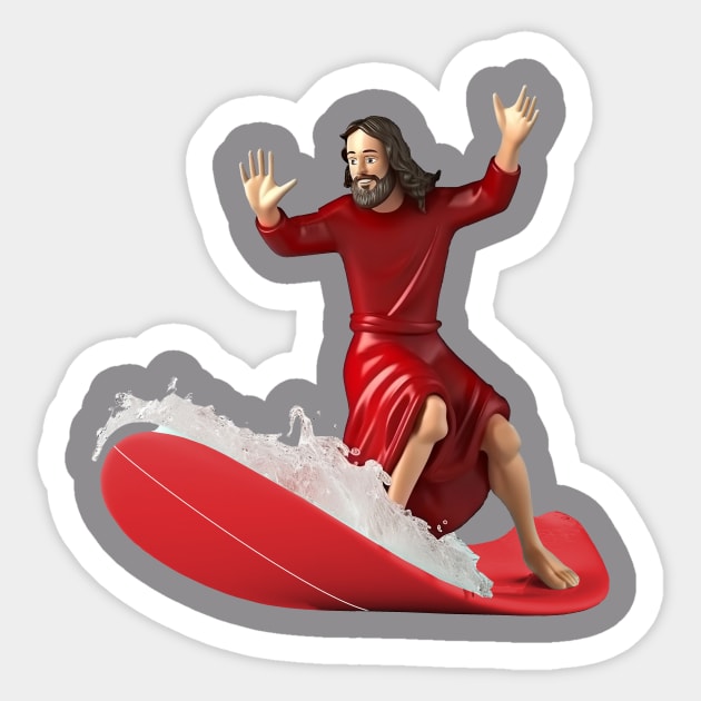 Jesus surfing Sticker by infernoconcepts